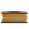 Book Shaped Wooden Tissue Box Decorative Vintage Napkin Storage Box for Massage Shop Red