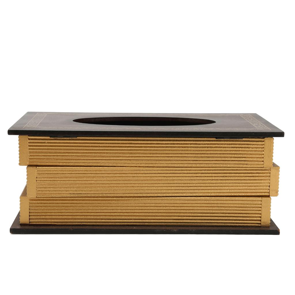 Book Shaped Wooden Tissue Box Decorative Vintage Napkin Storage Box for Massage Shop Red