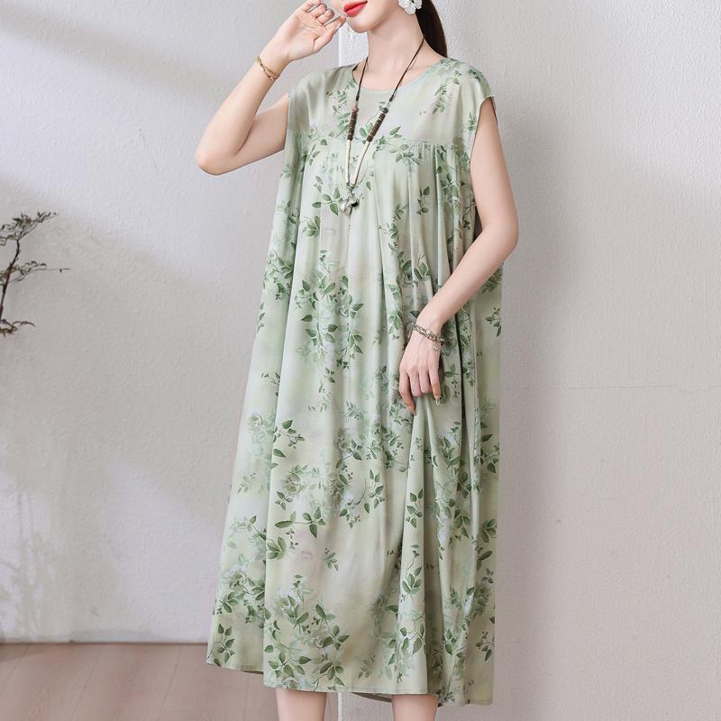 Rochie Vintage Vara Marime Plus Femeie Oversize Largi Fara Maneci Casual Elegant Rochii Lungi