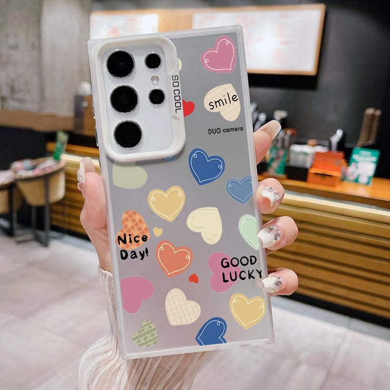 

Тонкий чехол IMD с принтом бабочки и сердец любви для Samsung S25 Ultra S24 FE S23 S22 A16 A55 A35 A25 A15 A14 A54 A34, лазерный противоударный чехол для телефона Samsung A52