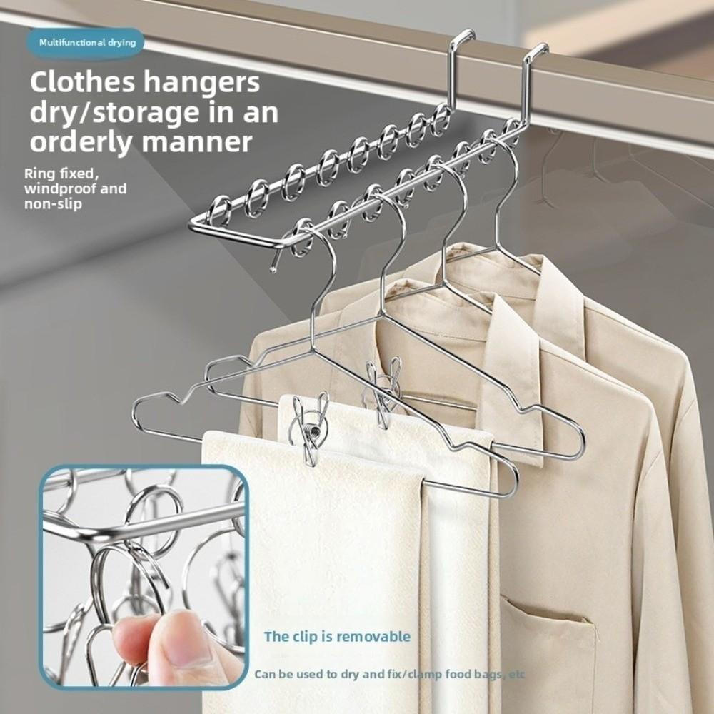 10/16 Clips Sock Drying Rack Wall-Mounted Stainless Steel Underwear Drying Rack Durable with Detachable Clips