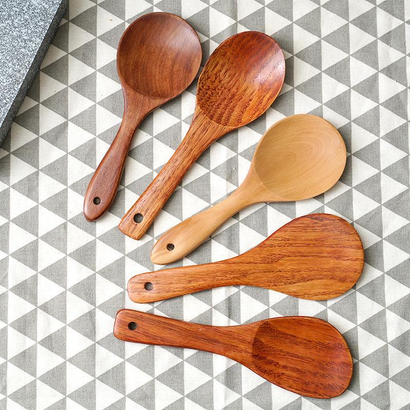 Fengmu Home Furnishing 20cm Wooden Rice Spoon - Customizable Logo Option Available