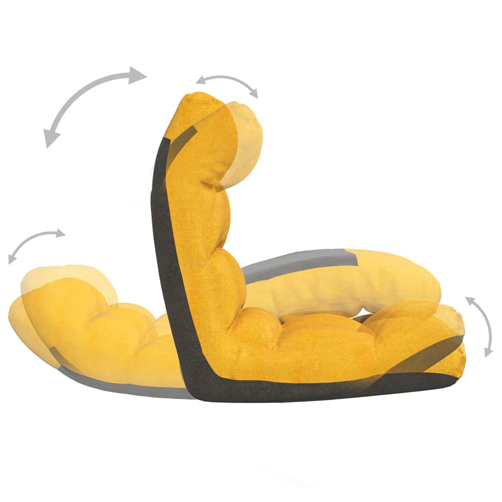 Floor Chair Foldable Mustard Yellow Fabric