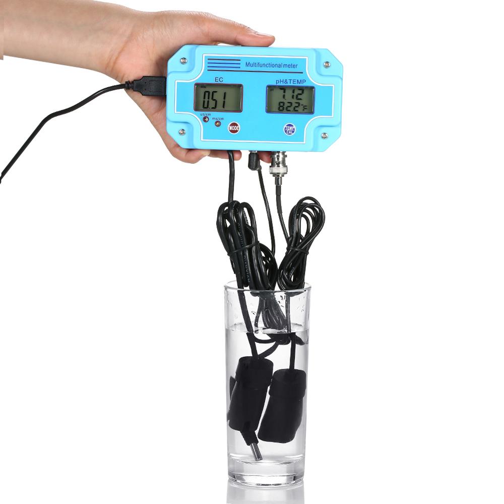 Professionelles 3-in-1 pH-Celsius-ECCelsius-TEMP-Messgerät Wasserdetektor Mehrparameter Digitales LCD -Messgerät Multifunktions-Wasserqualitätsmonitor Multiparame