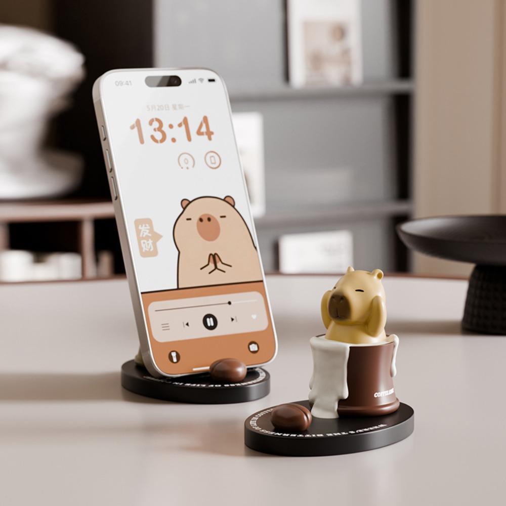 

Ornament Capybara Doll Phone Holder Animal Figurines Capybra Model Toy Decorative Gifts style 2