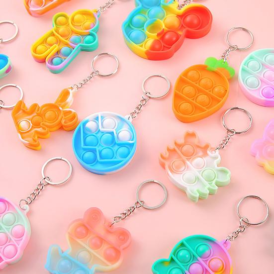 Bubble Popping Keychain Students Office Workers Stress Relief Push Bubble Key Ring Backpack Hanging Decoration Charm
