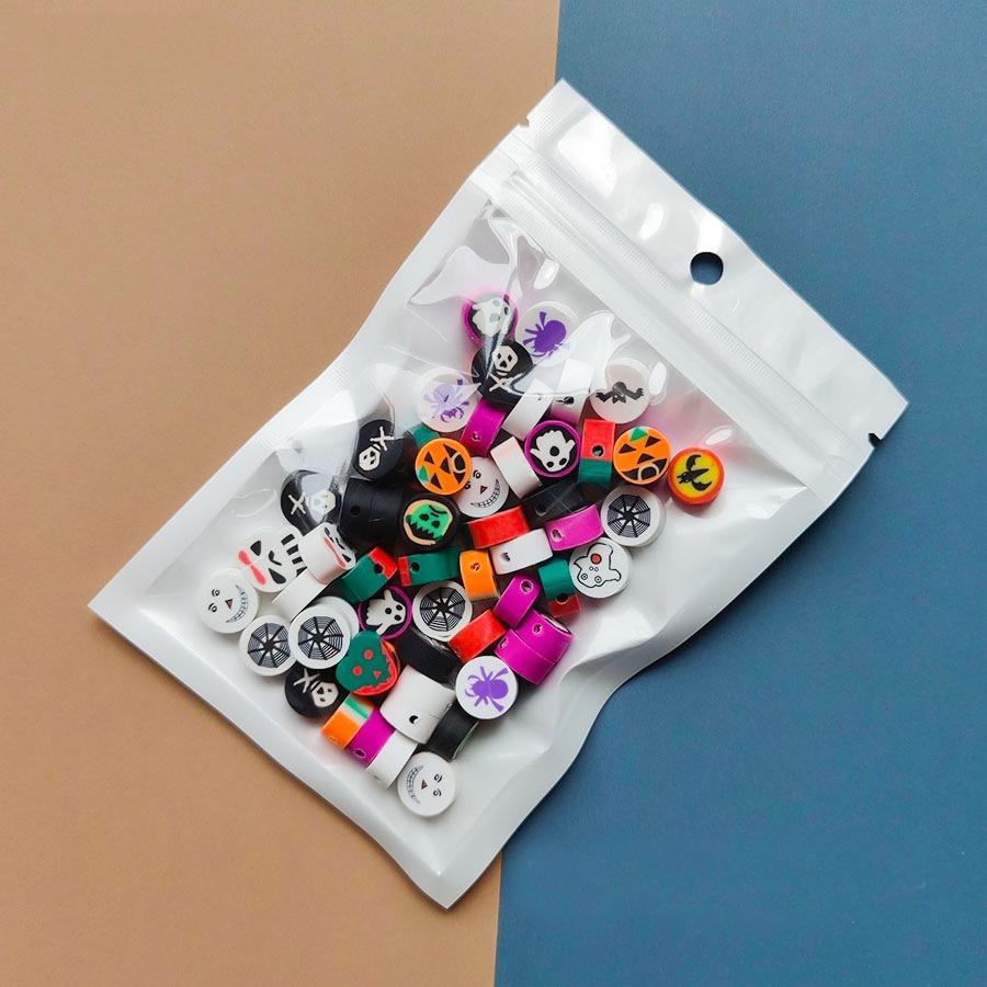 Halloween Soft Clay Skull Handmade Beaded Bracelet,DIY Bracelet for Women & Kids Handmade Beaded Bracelet Set
