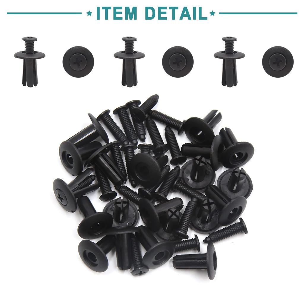 ACROPIX Samochodowy Wkręt Rozporowy Nit Błotnika Klips Wciskany Uniwersalny 8mm Czarny 20 szt.