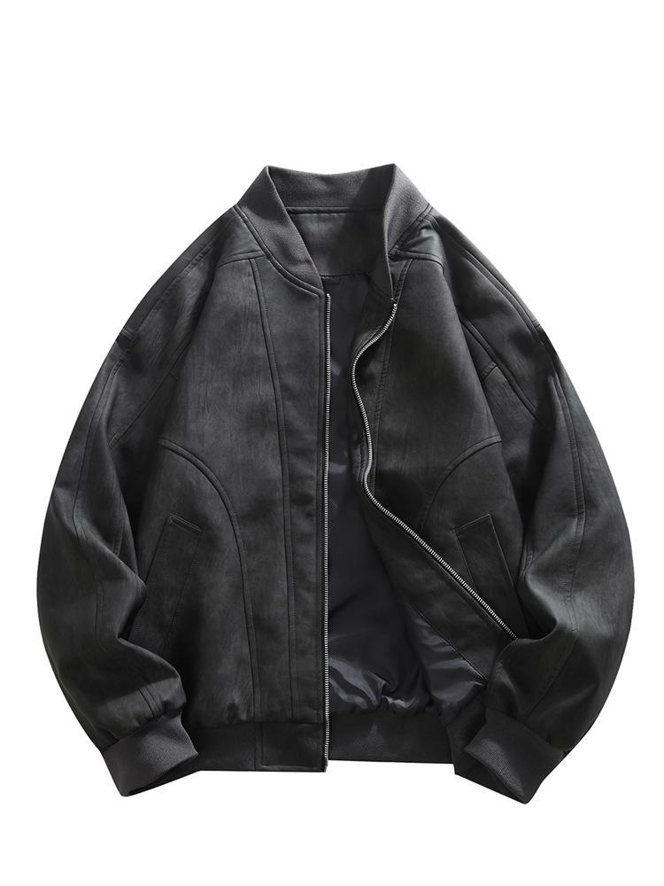 Pánská trendy volná ležérní motorkářská baseballová bunda - Jaro, Podzim, Zima