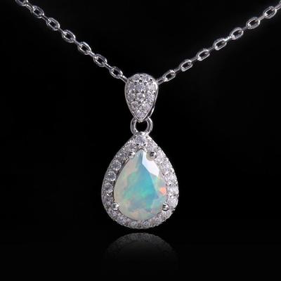 Real S925 Silver with Natural Ethiopia Opal Gemstones Fine Jewelry Pear Shape Classic Design for Women Daily Wear Nice Gift
