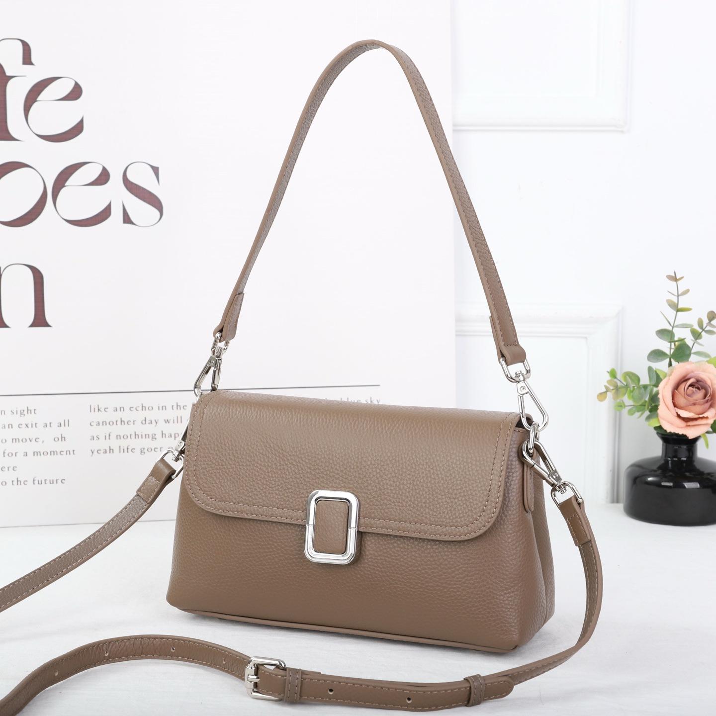 

Women s 2026 Soft Leather Crossbody Bag - Spacious Solid Color Shoulder Purse 25 x 9 x 15 cm хакі