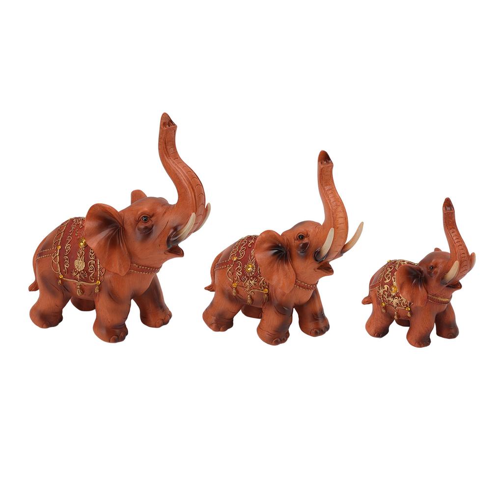 3 st Elefantfigurer Livliga Utsökta Detaljer Elefant Harts Ornament för Hem Kontor Kaféer