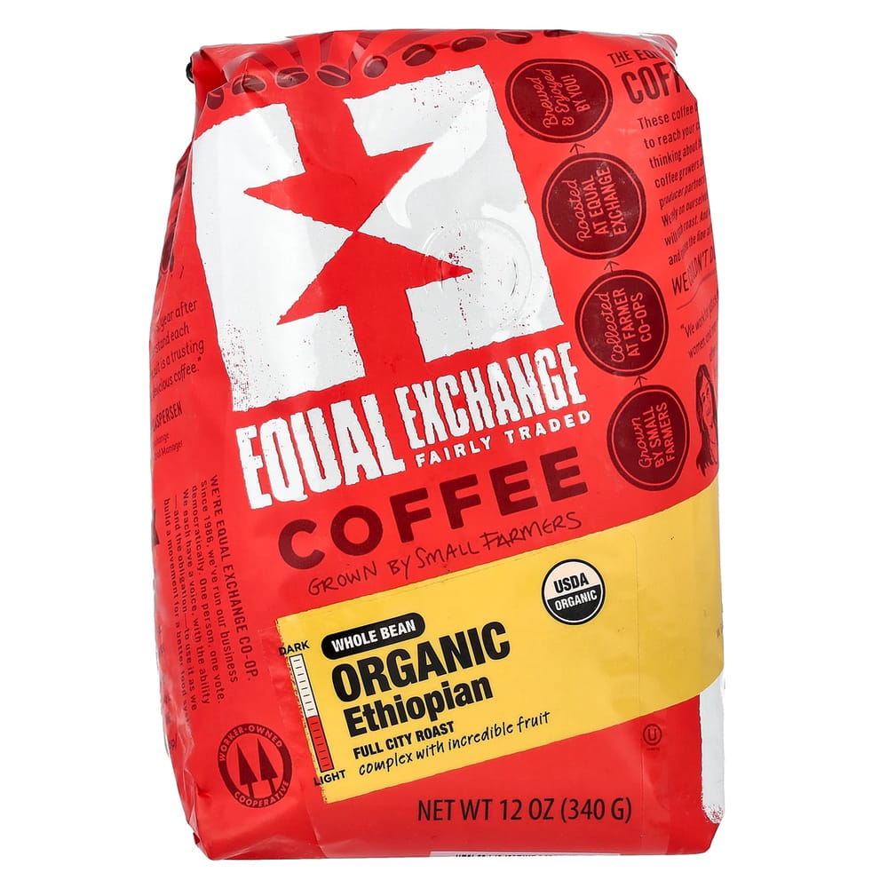 Equal Exchange Organic Coffee Ethiopian Whole Bean Full City Roast 12 oz (340 g)