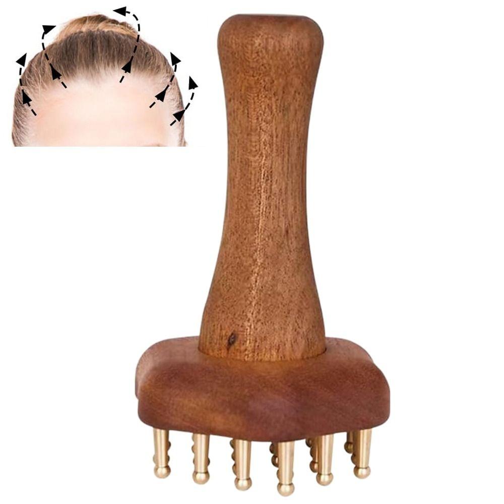 Wooden Handle 24teeth Copper Head Massage Comb Relief Body Massage Brush  for Cellulite Remover