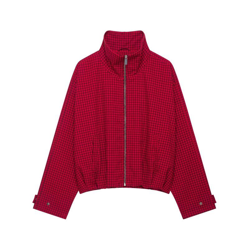 Womens 2026 Plaid Red Pilot Jacket