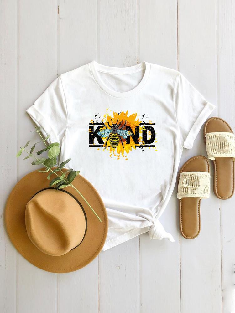 Butterfly Print Cartoon Dress Women European Sleeve Tshirt Women Clothes  Graphic T Shirts  Tops  Oversized Tshirt