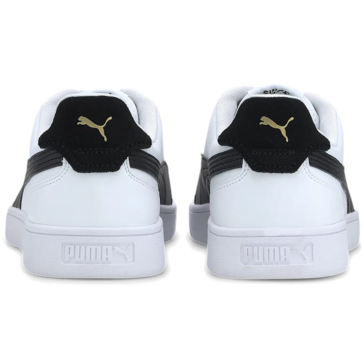 PUMA Shuffle Cow Split Leather Comfortable Breathable Low top Skateboard Shoes Unisex White Black 309668-03