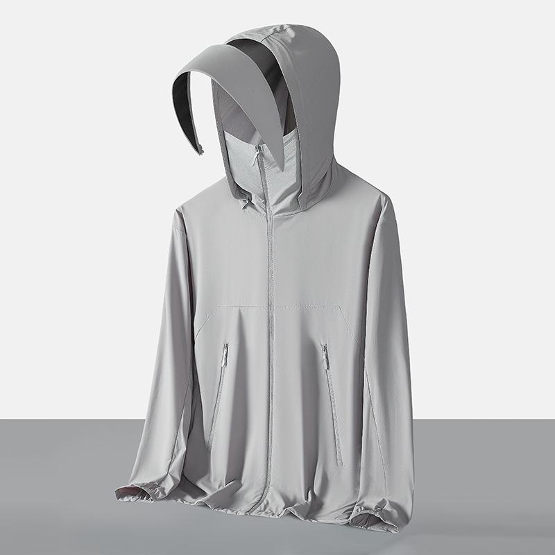 

Unisex Hooded Sun Protection Jacket: Lightweight, Cool, Breathable, Skin-Friendly Ice Silk Garment 2XL