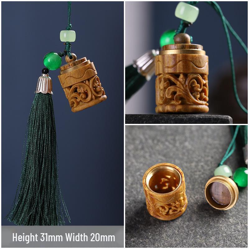 Green Sandalwood Pixiu Lotus Mountain Pendant Keychain Ornament