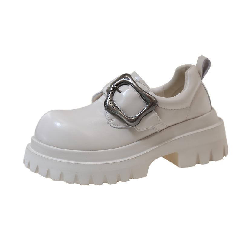 

British style platform loafers women s versatile spring 2025 new small 6cm height increase thick heel small leather shoes 35