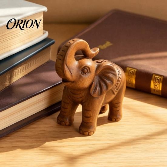 Business Opening Present Elephant Figurine Ornament, Resin Wood Grain Statue, Auspicious Decorative Animal Sculpture for Home Office Living