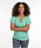 LL Bean Streamside Short Sleeve Split Neck US Fit Faded Jade Geo 1000118343 Women's Tee, Print, Petite, XS, Green,