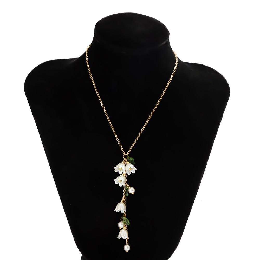 Hand Chain Lilies of The Valley Necklace Pearl May Bells Earrings Bellflower Ankle Chain Girls