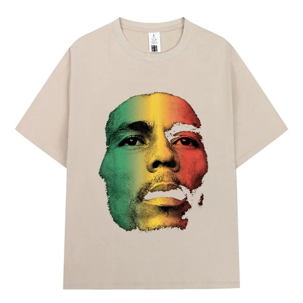 Retro Hip Hop T-shirts for men and women 100% cotton Bob Marley One Love Graphic T-shirt Reggae Short sleeve T-shirt Street wear