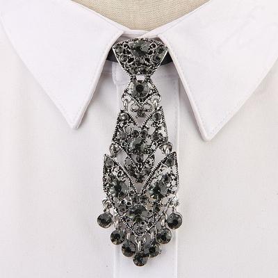 Módní a jedinečná malá kravata v francouzském stylu, unisex, kovová, zdobená kamínky