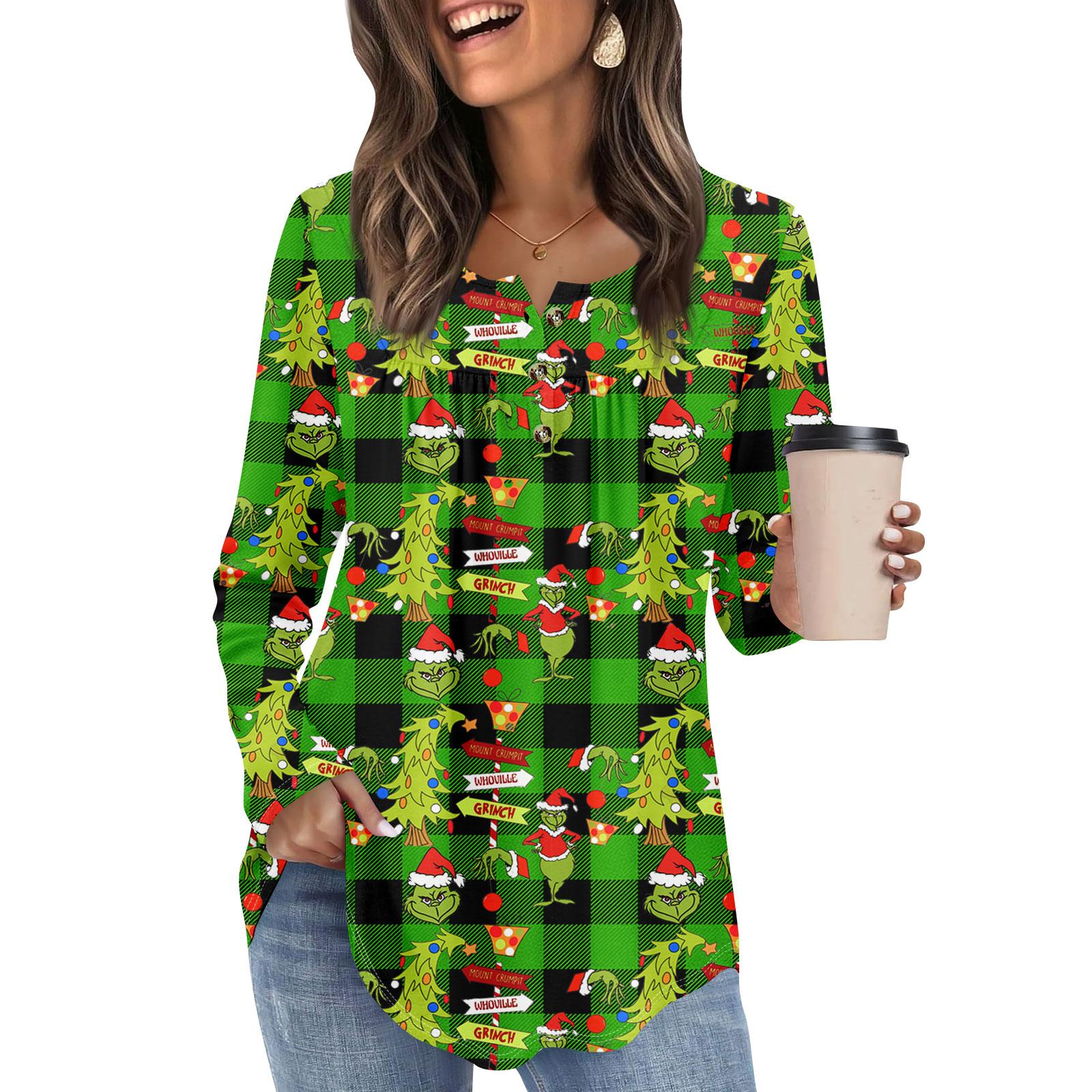 

Женская туника с длинным рукавом, свободные топы, повседневные топы оверсайз, плиссированная туника, застегивающаяся на пуговицы, повседневные женские топы с принтом S