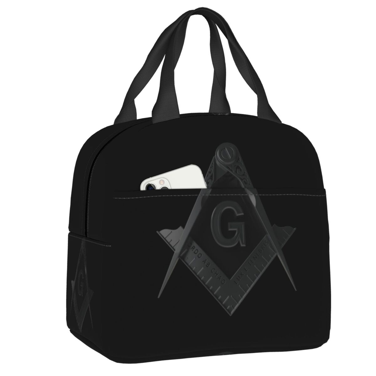 Anwei Prince Hall PHA Master Mason Masonic Insulated Lunch Bag for Women Leakproof Freemasonry Symbols Thermal Cooler Lunch Tote 22x20x13cm