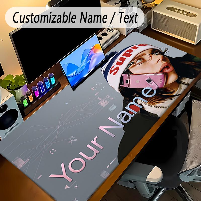 Large Mouse PadBillie Eilish Custom Name Text Personalized Desk Mat Non Slip Gaming Pad