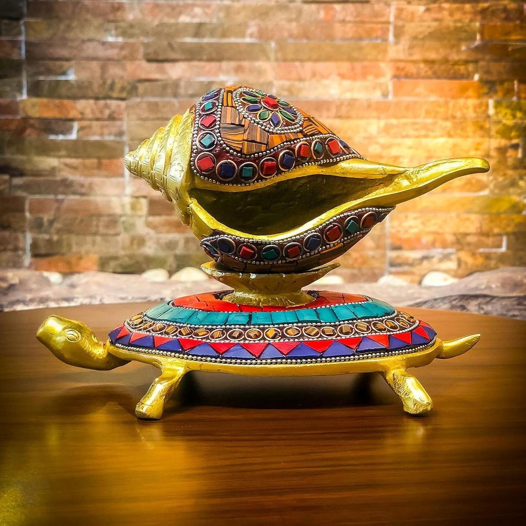 

Brass Shankh Tortoise Vastu Items Statue Showpiece Home Decor Gifting Office Decorative Piece for Puja Room Living Room