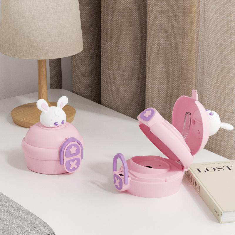 Stainless steel cartoon boys and girls cute large capacity straw water cup