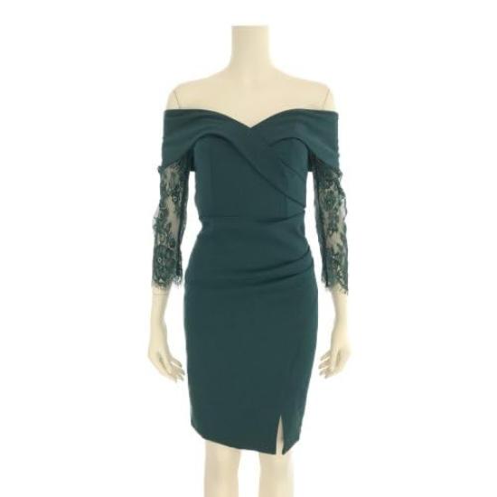 GRAXIA Cabaret Midi for Hostess Size L Dress, Dress, Off-the-Shoulder, High-Waisted, Fitted, Hostesses, Clubs, Lounges, 3/4 Sleeves, Gathered, Slit,