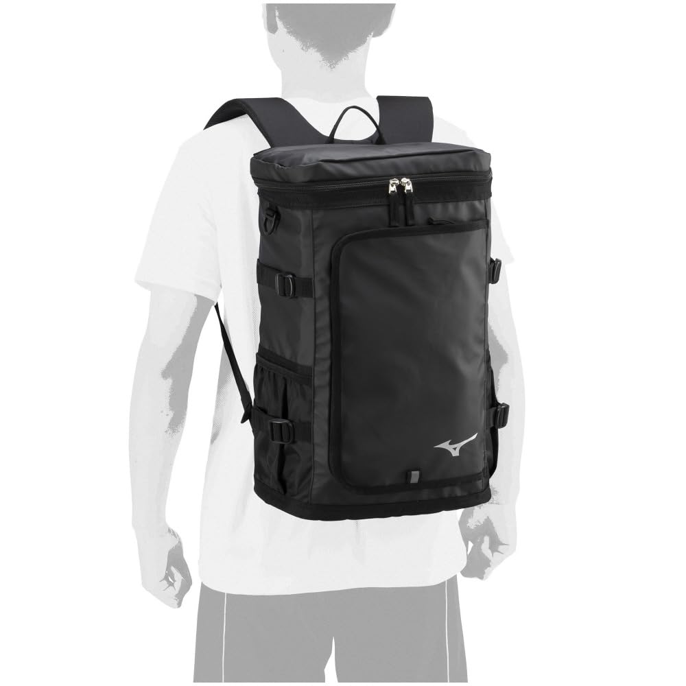 Mizuno Team Backpack, 30L, Rucksack for School, Travel, Excursions, Club Activities, and Sports, Black, L30 X W19 X H50