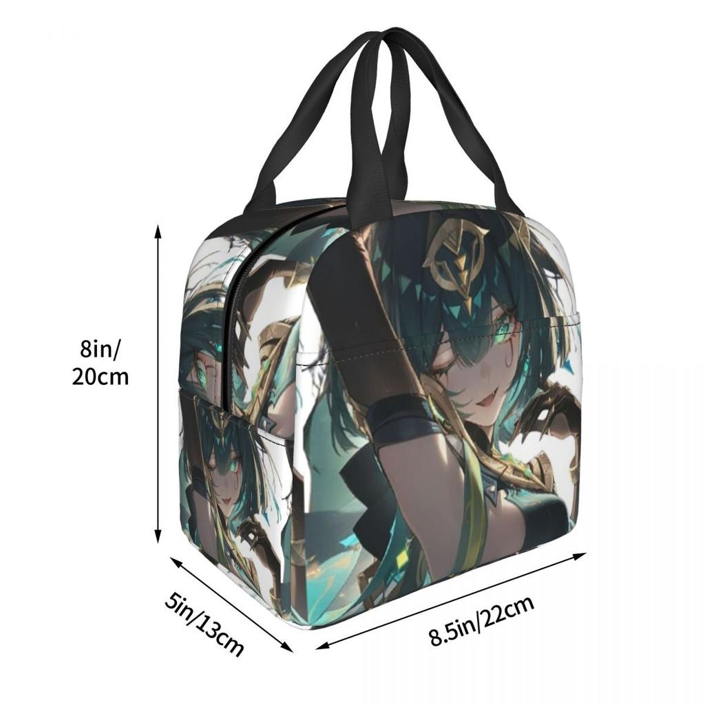 Genshin Impact Nefer Armpit Leak Insulated Lunch Bag for Women Children Portable Food Boxes Thermal Lunch Box Tote