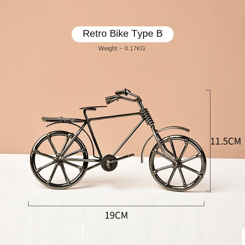 1pc Alloy Bicycle Model Vintage Ornament Retro Furnishings Simulated Bike Figurine For Home Decor Shelf Tabletop Store Christmas