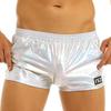 Glänzende metallische Herren-Shorts mit niedrigem Bund und elastischem Bund, Boxershorts, kurze Lounge-Hosen, Strandmode