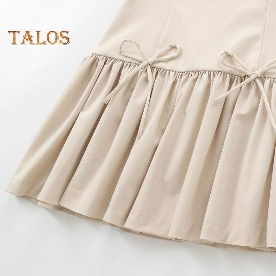 Sommerkleid für Damen, ärmellos, Schleifendekor, plissiert, A-Linie, einfarbig, Minikleid mit Reißverschluss auf der Rückseite, O-Ausschnitt, Westenkleid für Dating-Party