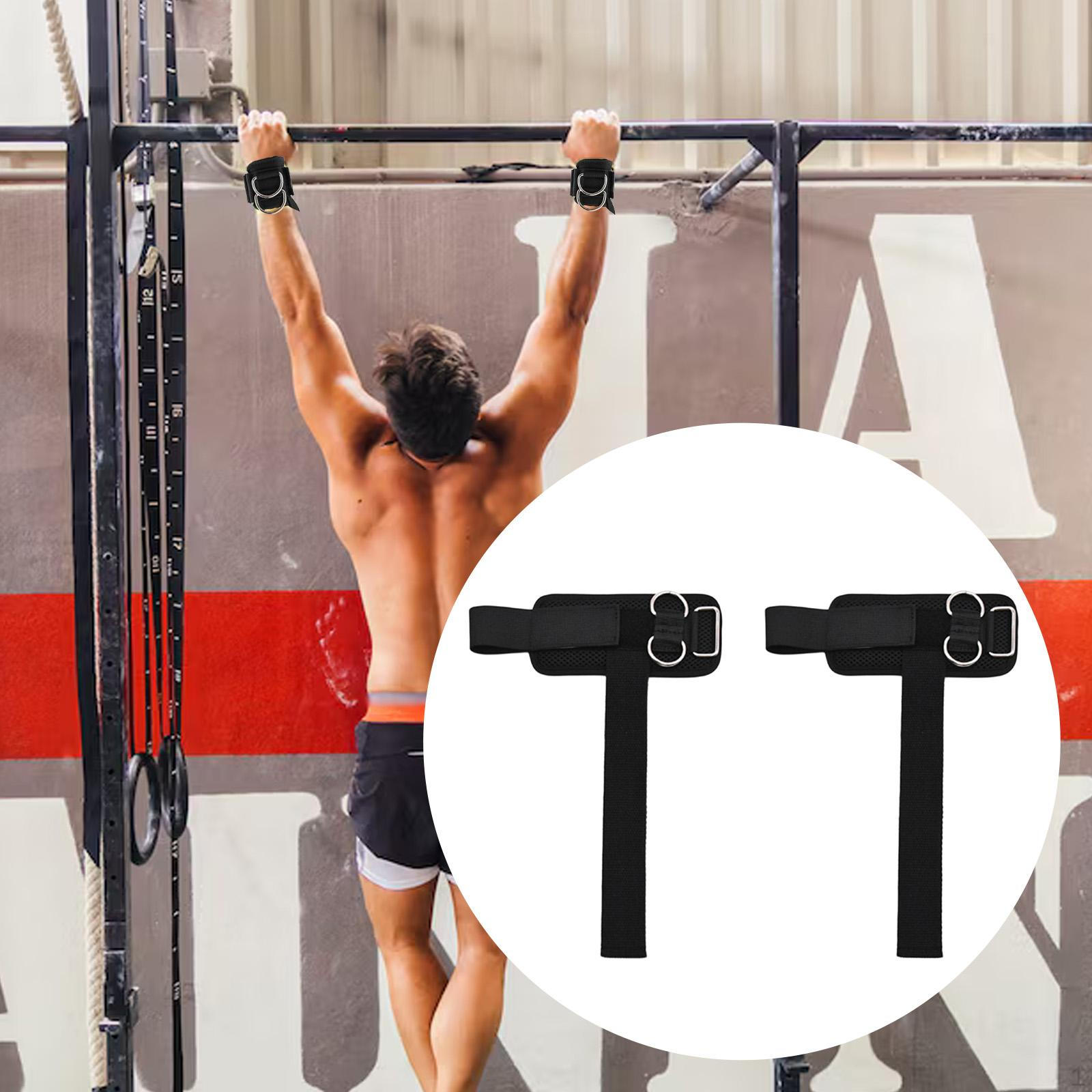 

2 шт. Ремінці для зап ясть для важкої атлетики, м які обмотки для зап ясть, протиковзкі, з подвійними D-кільцями, для тренажерного залу, сили Black 31.5x17cm