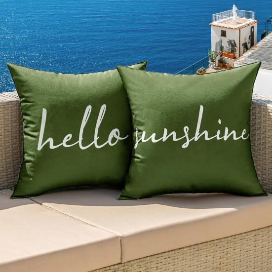 2Pcs Outdoor Cushion Covers Waterproof Throw Pillow Covers Decorative Square Pillowcases for Patio Garden Balcony Indoor Outdoor Use