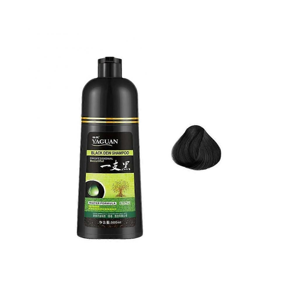(1 pezzo, nero) Shampoo Yaguan alle Erbe Rugiada Nera, Shampoo Colorante per Capelli Neri 3-in-1 Colore Capelli Colorin
