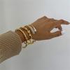 Minimalists Pearls Accent Stainless Steel Adjustable Bangle for Everyday or Evening Wear