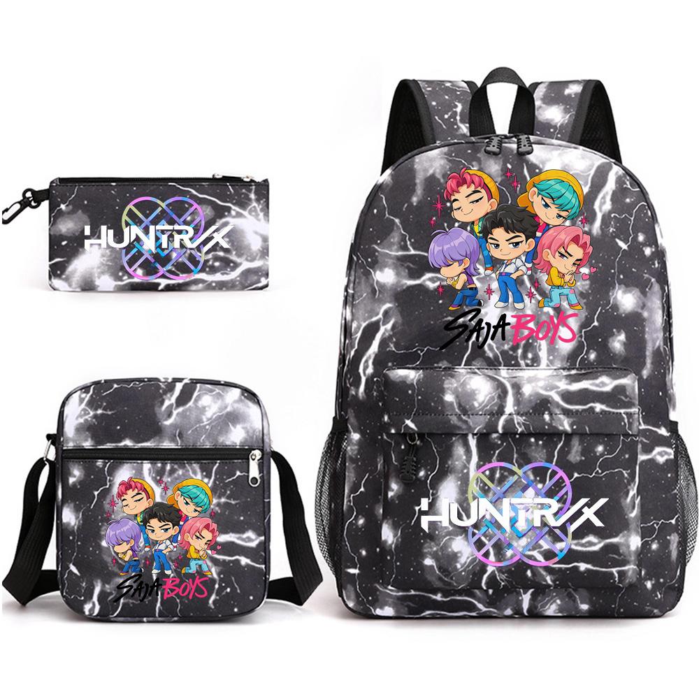 3Pcs/set Cute Cartoon Printed Backpack with Shoulder Bag Pencil Case for Teenager Student Boy Girl School Bag Large Capacity Bookbag Kid Gift