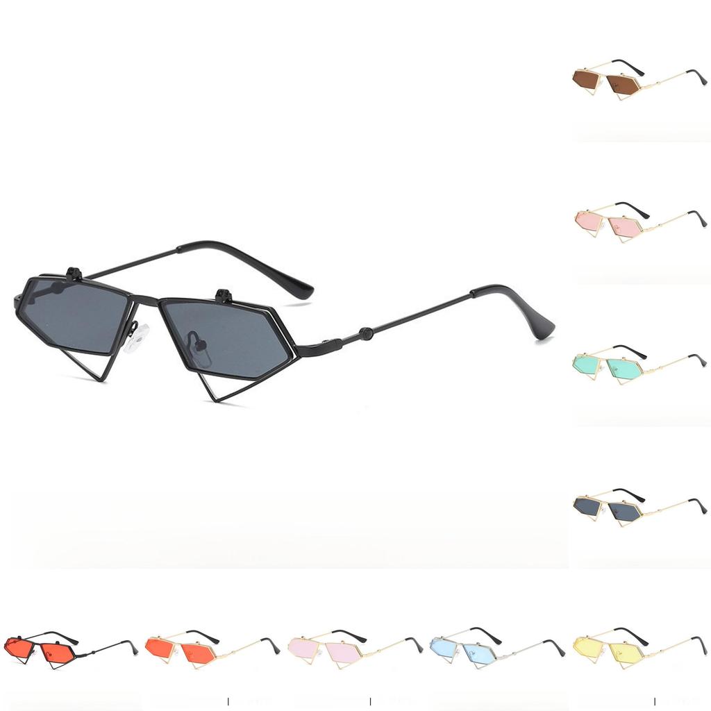 Modern Metal Punk Cat Eye Sunglasses With Pink Uv400 Lenses For Fashion Streetwear