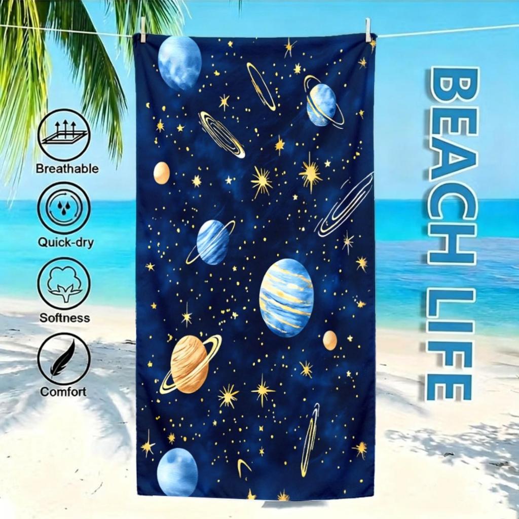 Space Galaxy Oversized Beach Towel Patterned Sunscreen And Windproof Suitable For Swimming Pool Camping Travel Blanket