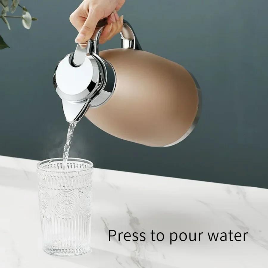 SUS304 Stainless Steel Roman Kettle Vacuum Insulated Kettle Coffee Kettle Household Kettle Large Capacity Teapot Camping Kettle