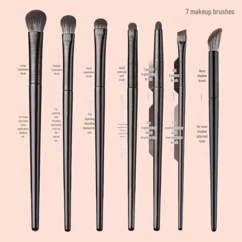 16-Piece Makeup Brush Set: 6 Black Eyeshadow Brushes, 10 Blending, Under-Eye, Eyeliner & Detail Brushes
