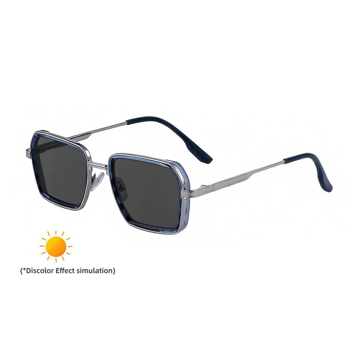 KAJILA 2026 European Fashion Square Frame Photochromic Men s Punk Sunglasses with Spring Hinges and UV Protection